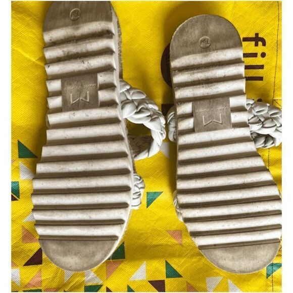 Marc Fisher Jaimee Leather Espadrille Slide Sandal white Size 7 1/2 - Picture 2 of 5